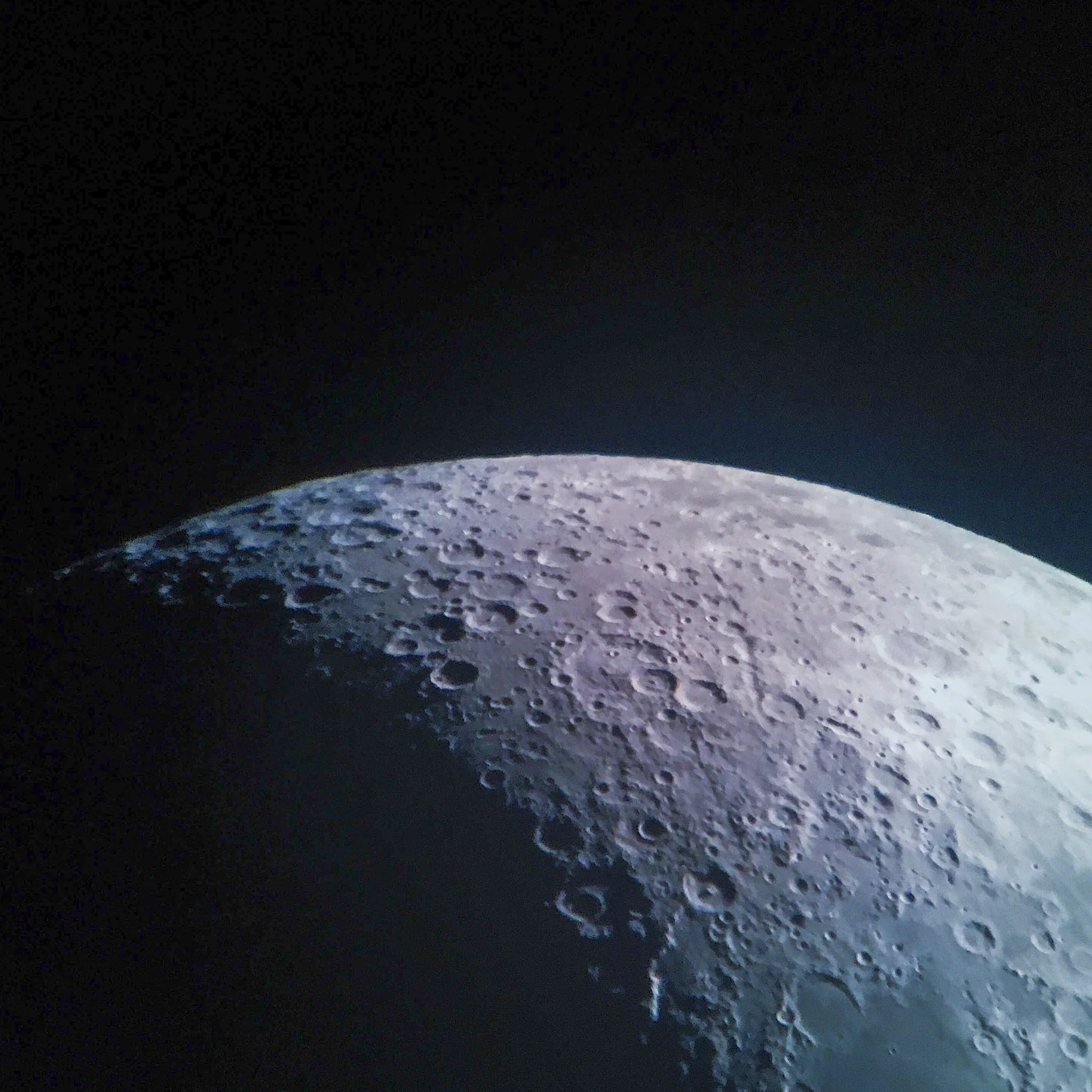 Photograph of the Moon's limb, craters picked out along the terminator