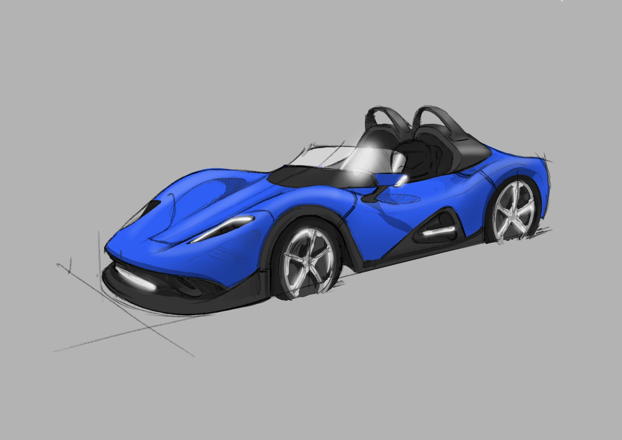 Illustration of the Draco in blue, three-quarter front view