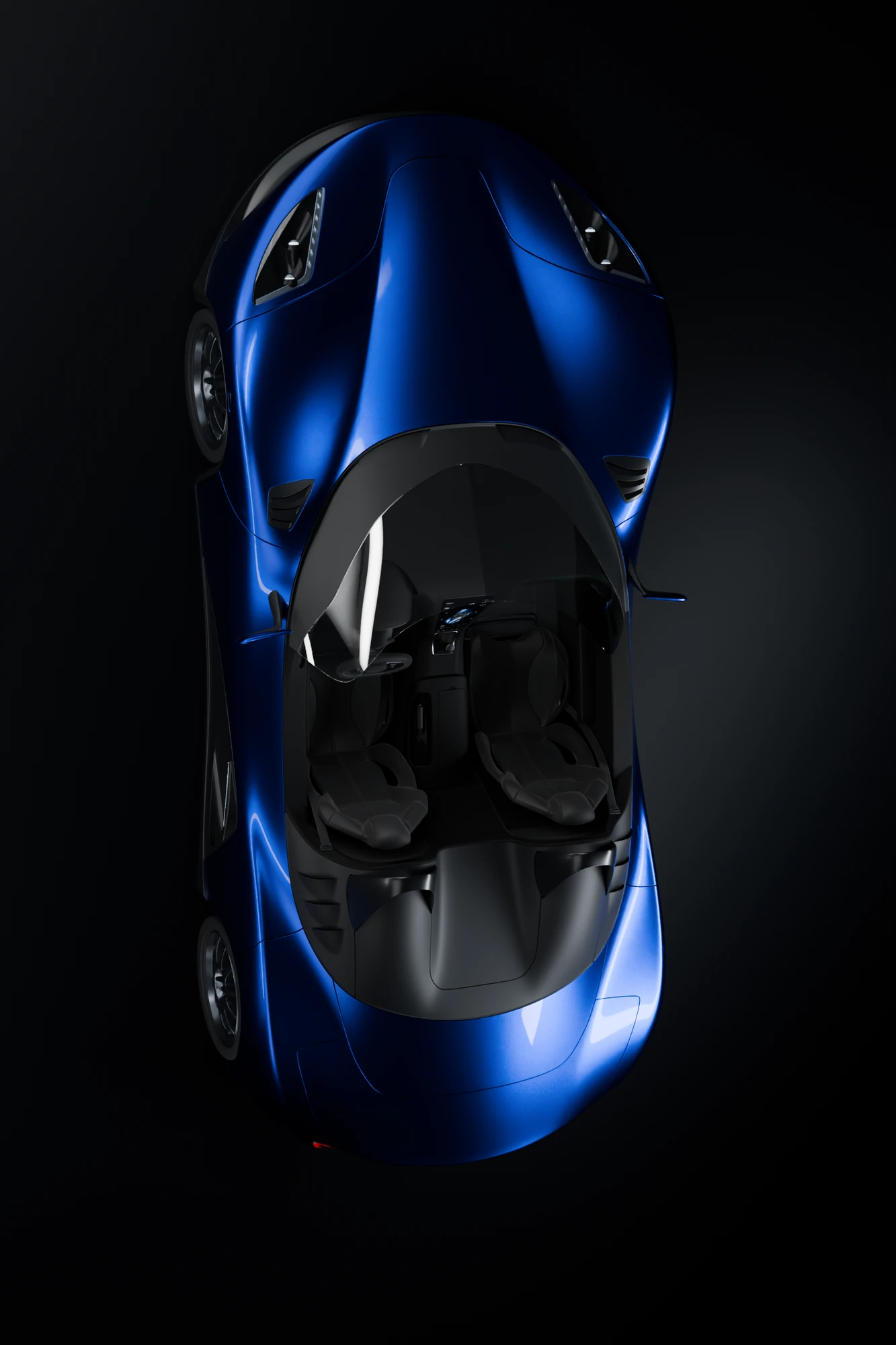 Draco seen from above, nose up, in a dark studio