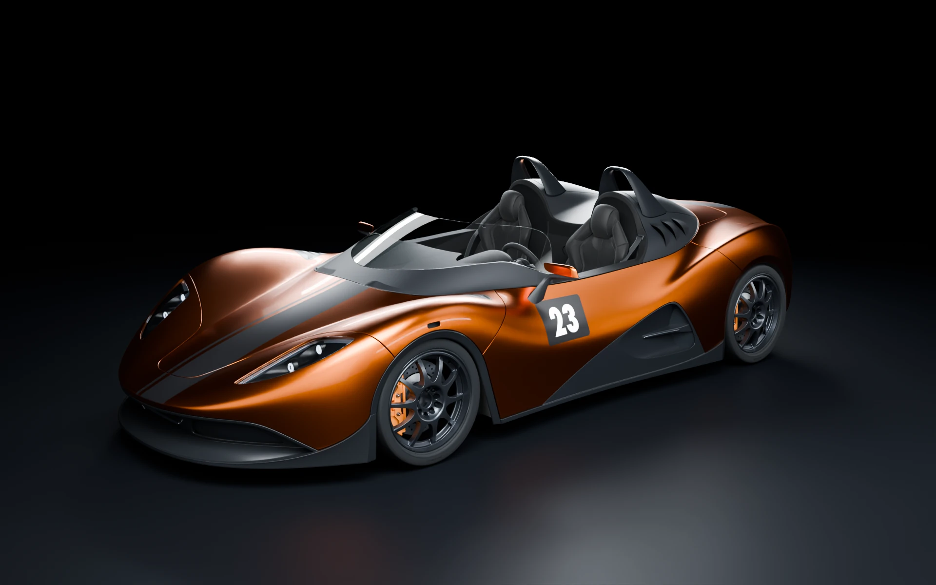 Draco in orange with a black stripe and a black number panel with 23