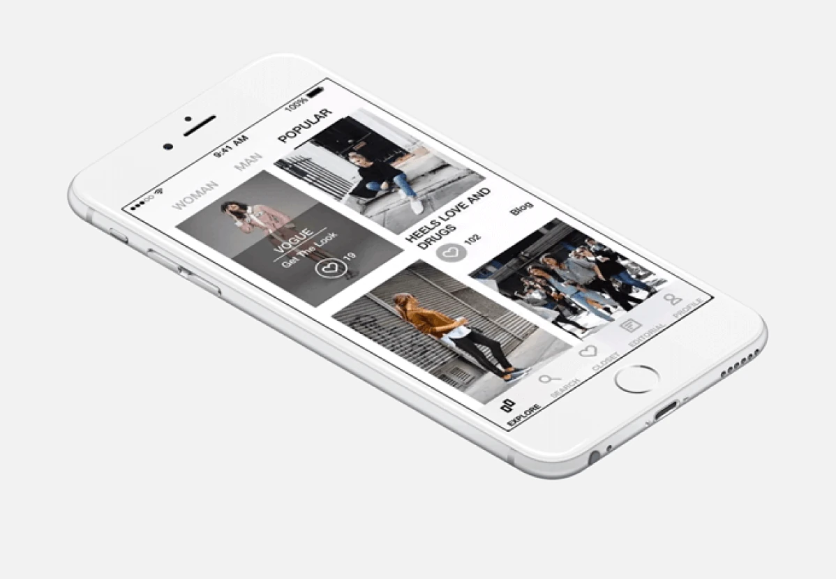Gleam on an iPhone: the Popular feed of editorials and looks