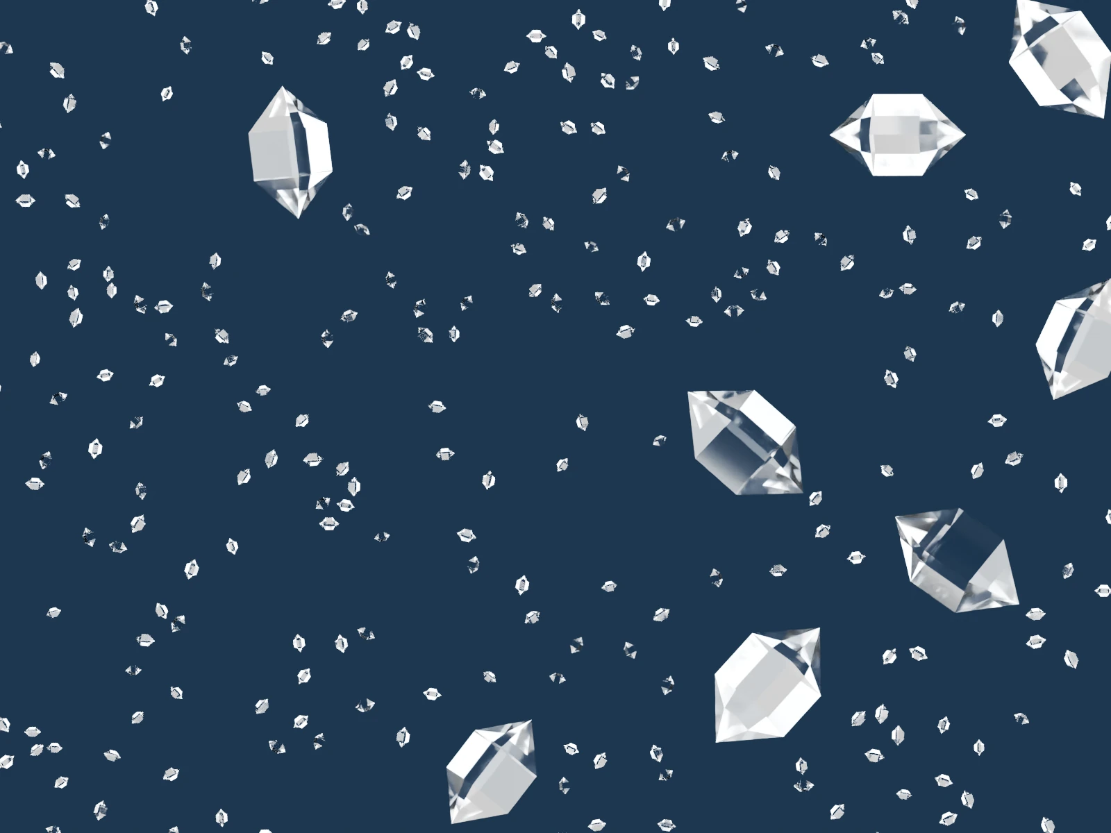 Illustration of the same microscope field with many tiny crystals and a few much larger ones