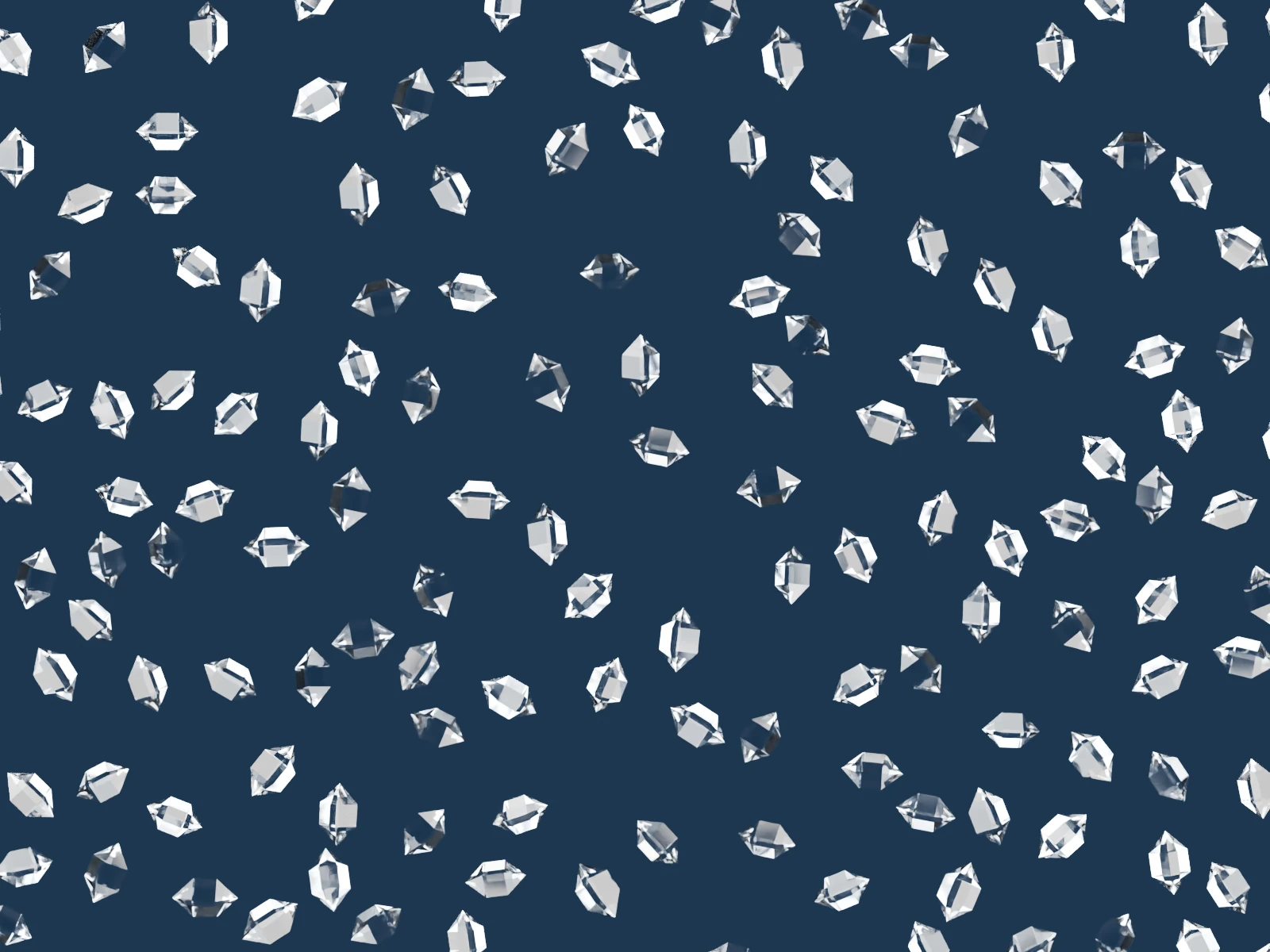 Illustration of a dark-field microscope field full of small faceted crystals, all about the same size