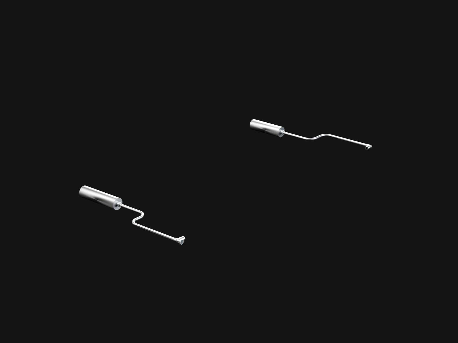 Two short silver lines, each ending in a fill valve