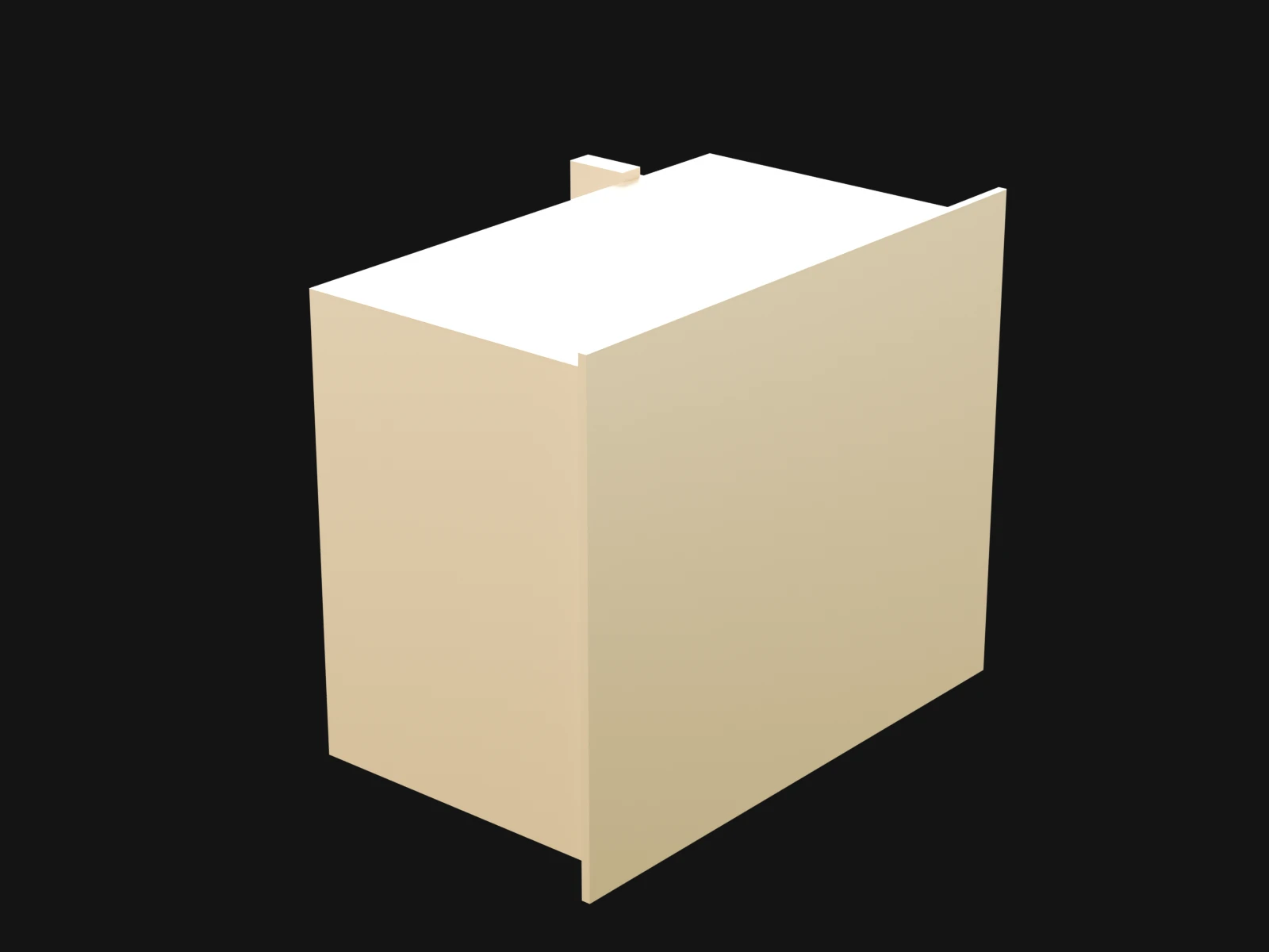 A beige box on a flat backplate