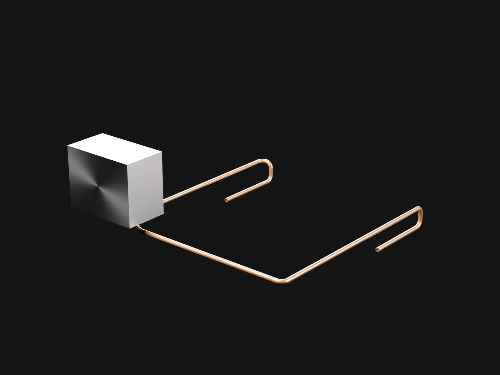 A silver box with two thin copper lines running from it