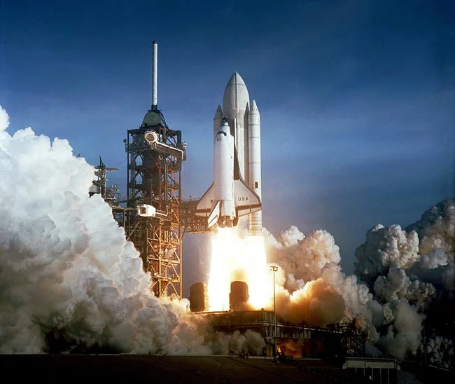 The Space Shuttle in orbit with its payload bay open
