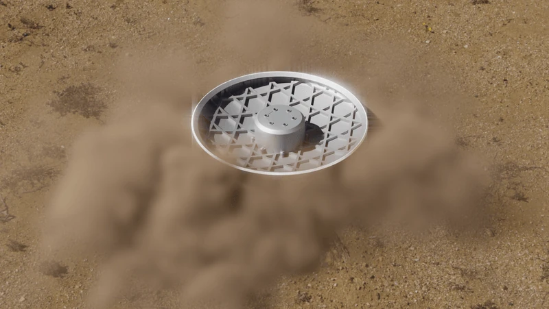 Diagram of the capsule landing on solid ground