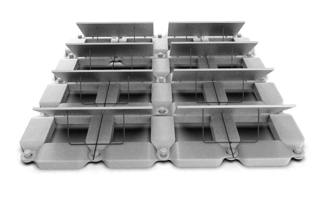 Render of a Protevs array from above, panels flat