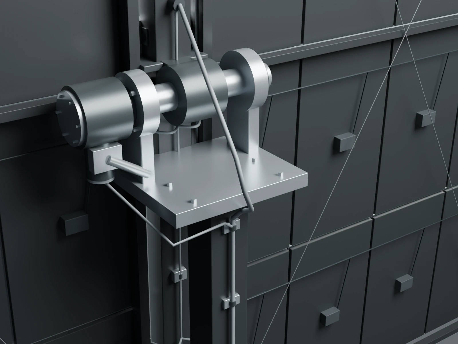 Close mechanical study of the photovoltaic array tracking joint, bearing and panel support.