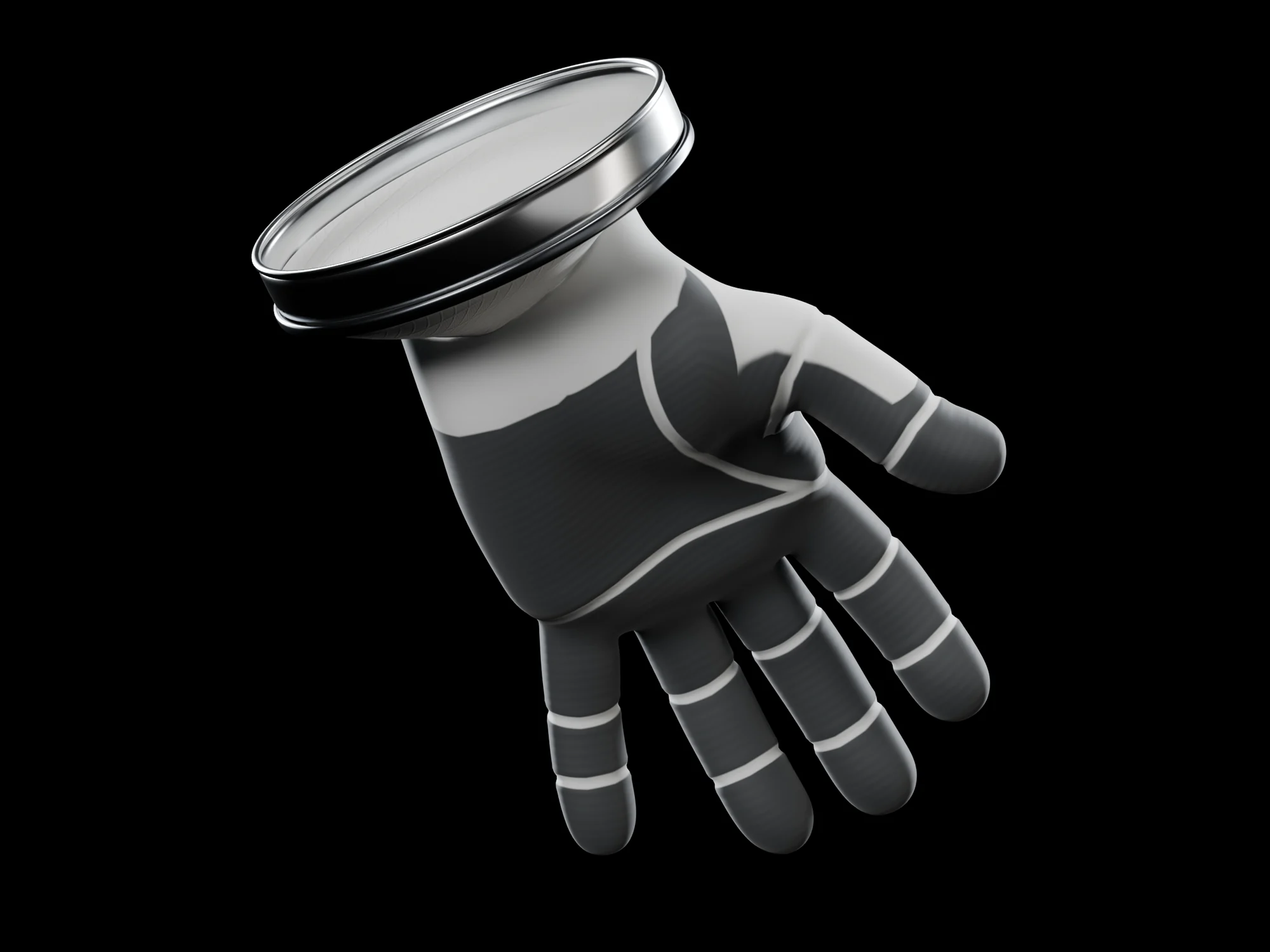 The palm side of the glove: a grey grip field with curved white flex breaks across the palm and white bands across each finger joint