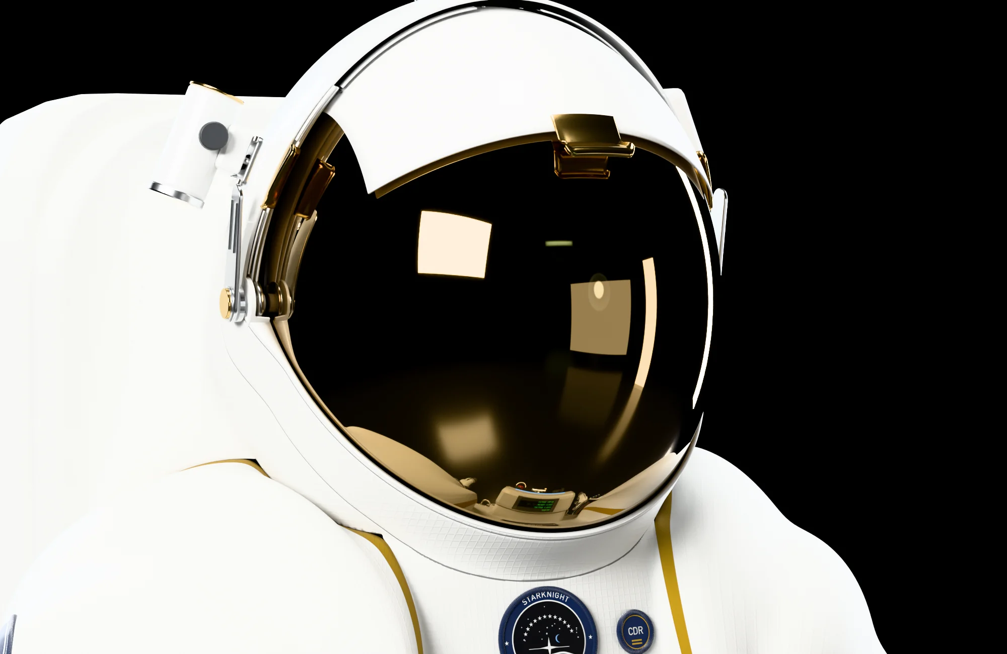 The same helmet with the sun visor down and the centre cover closed across its top