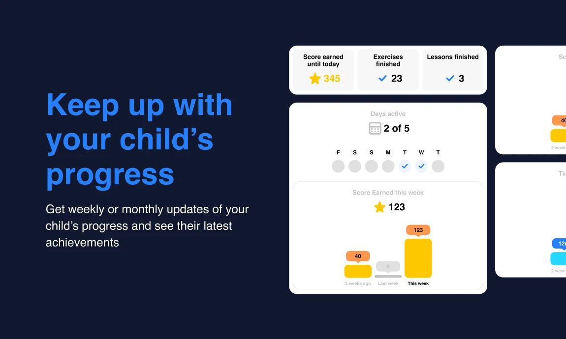 ubbu page for parents: weekly updates on a child's progress