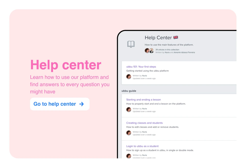 ubbu help centre page