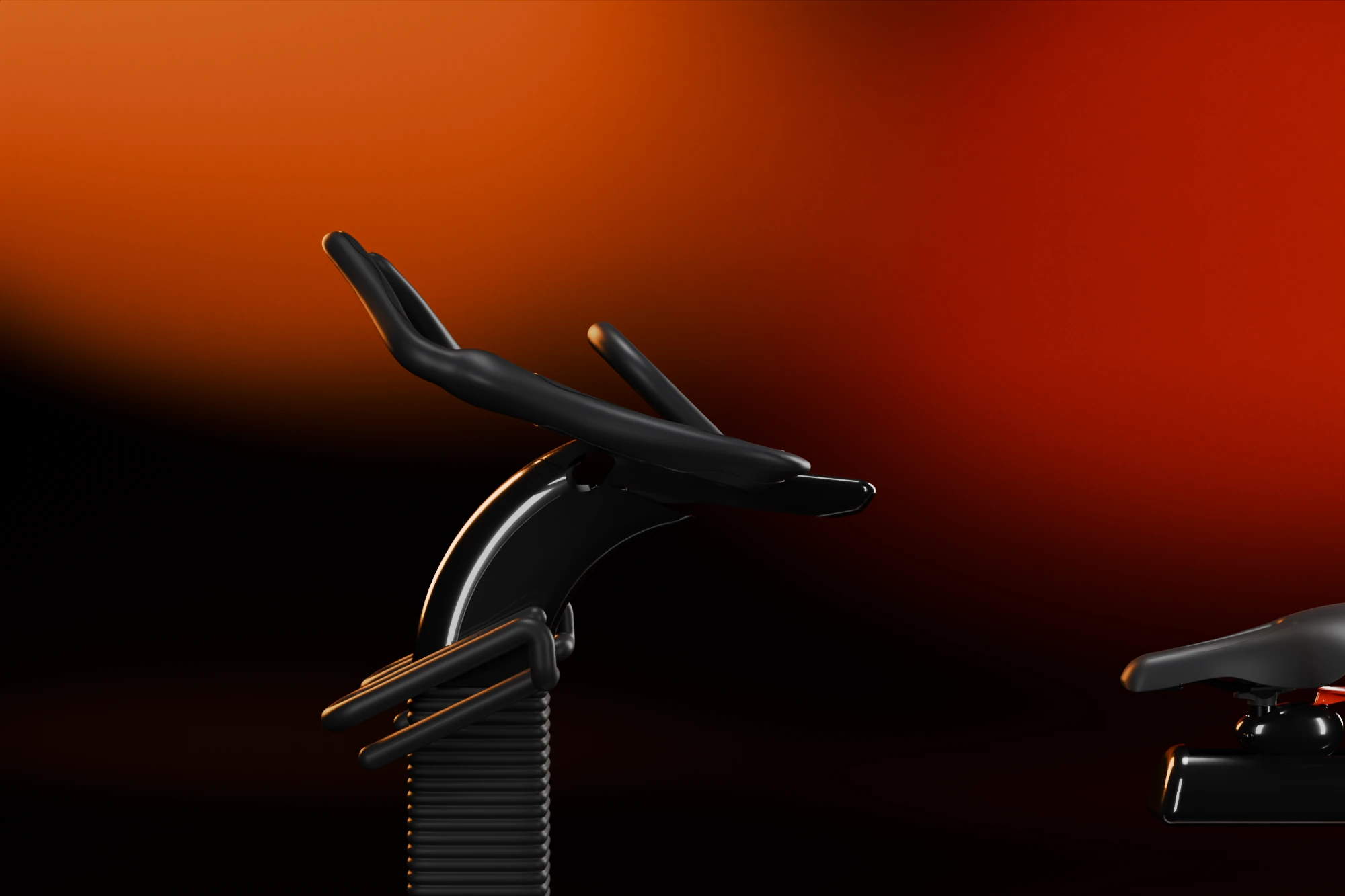 Close view of the v2 handlebar slid fully back on its telescoping head tray